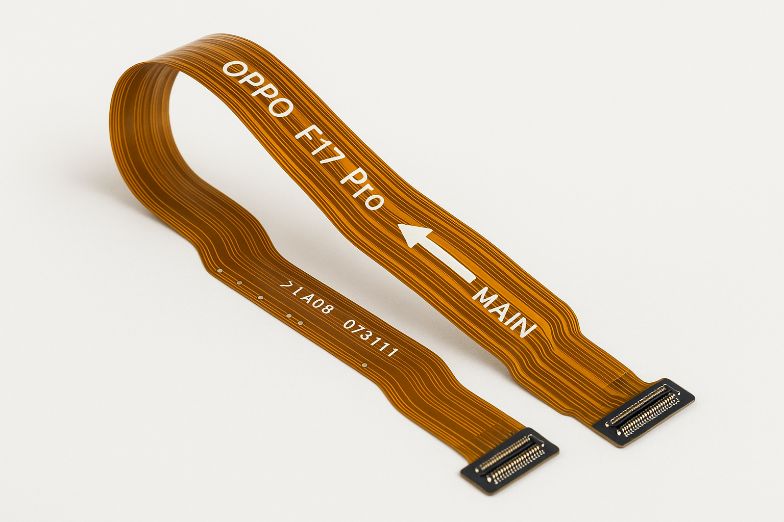 Angled view of Oppo F17 Pro Main Flex Cable showing flexibility