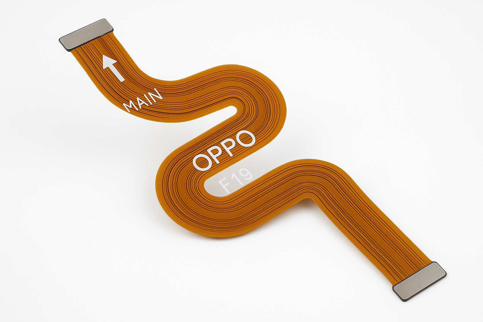 Angled view of Oppo F19 Main Flex Cable showing flexibility