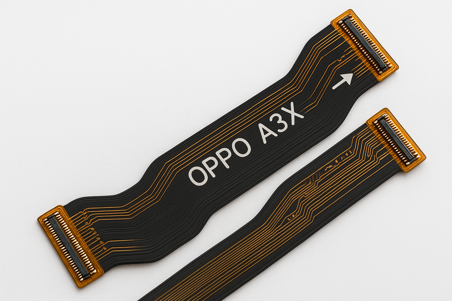 Close-up macro view of Oppo A3X Main Flex Cable connectors