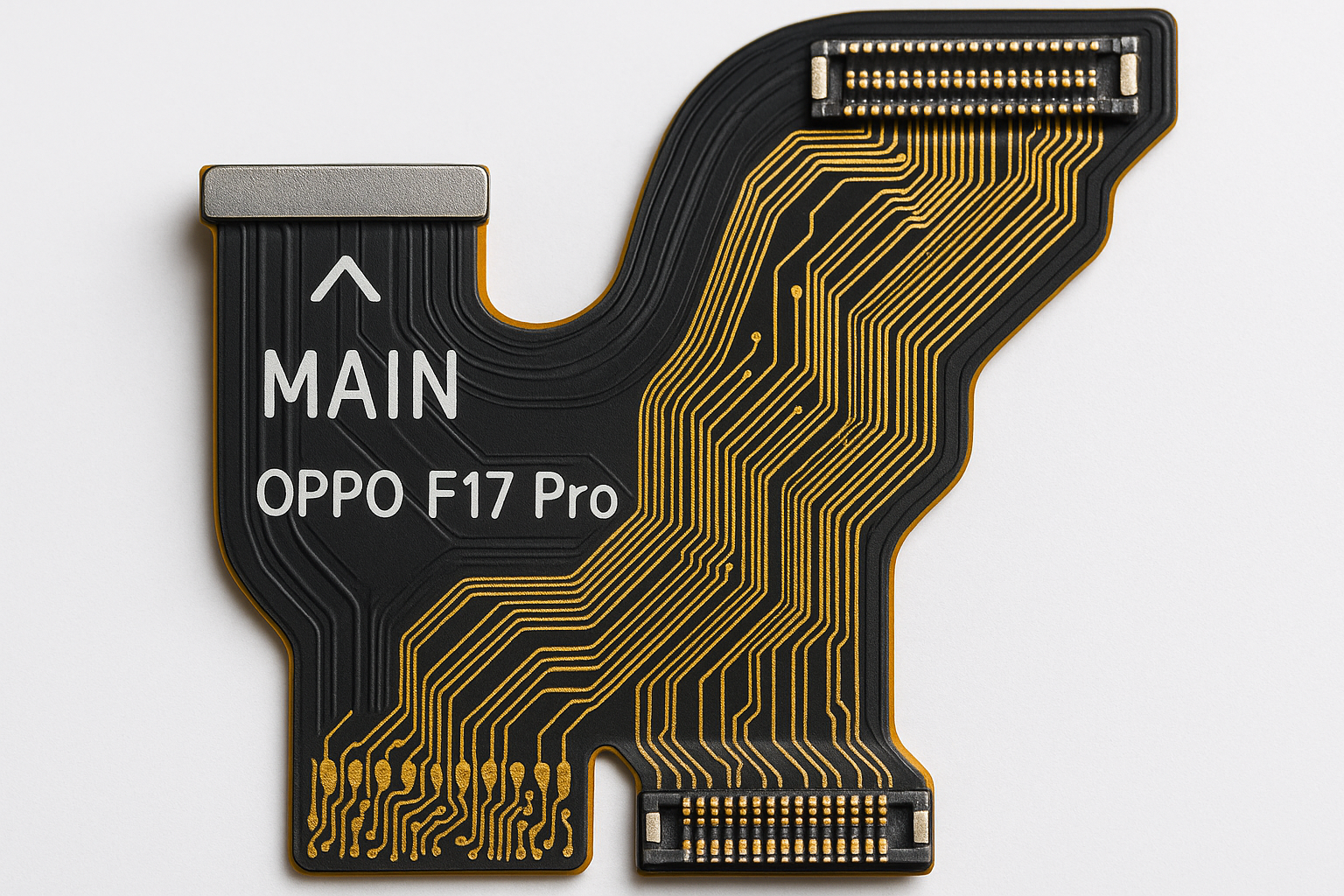 Close-up macro view of Oppo F17 Pro Main Flex Cable connectors