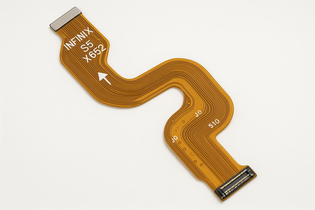 Angled view of Infinix S5 X652 Main Flex Cable showing flexibility