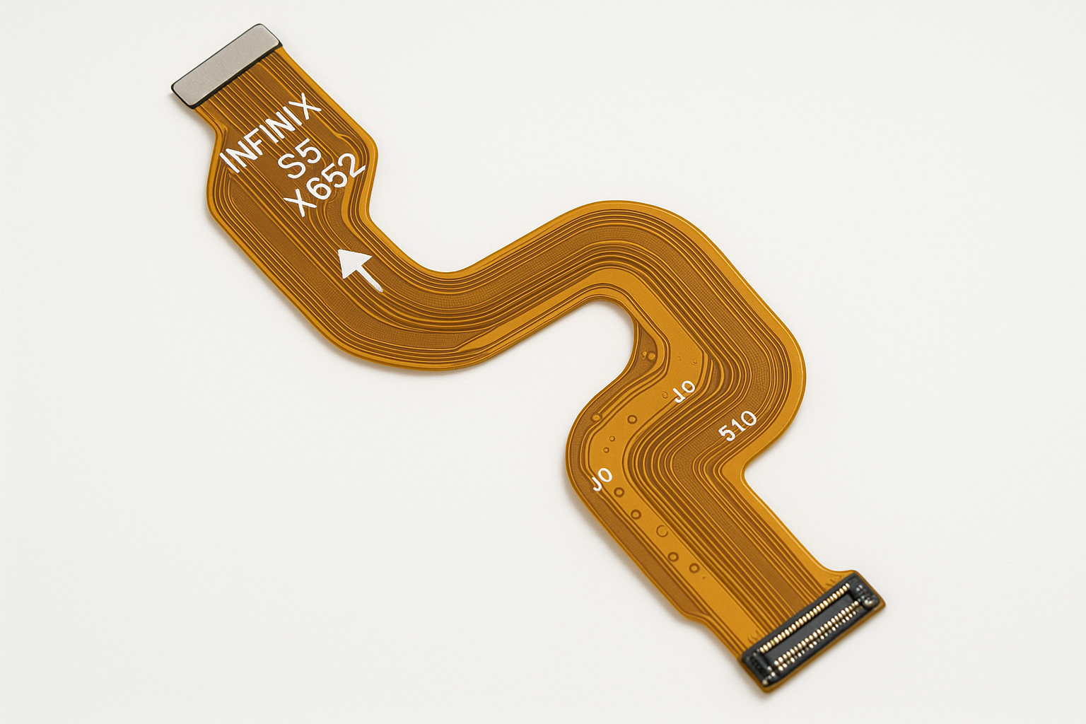 Angled view of Infinix S5 X652 Main Flex Cable showing flexibility