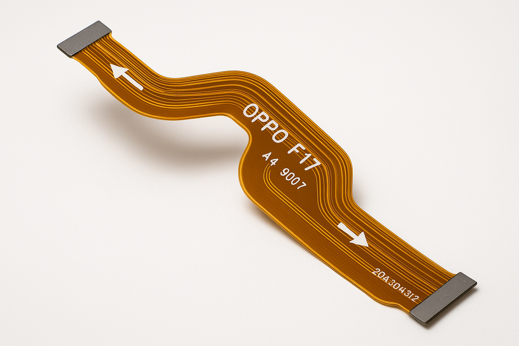 Angled view of Oppo F17 Main Flex Cable showing flexibility