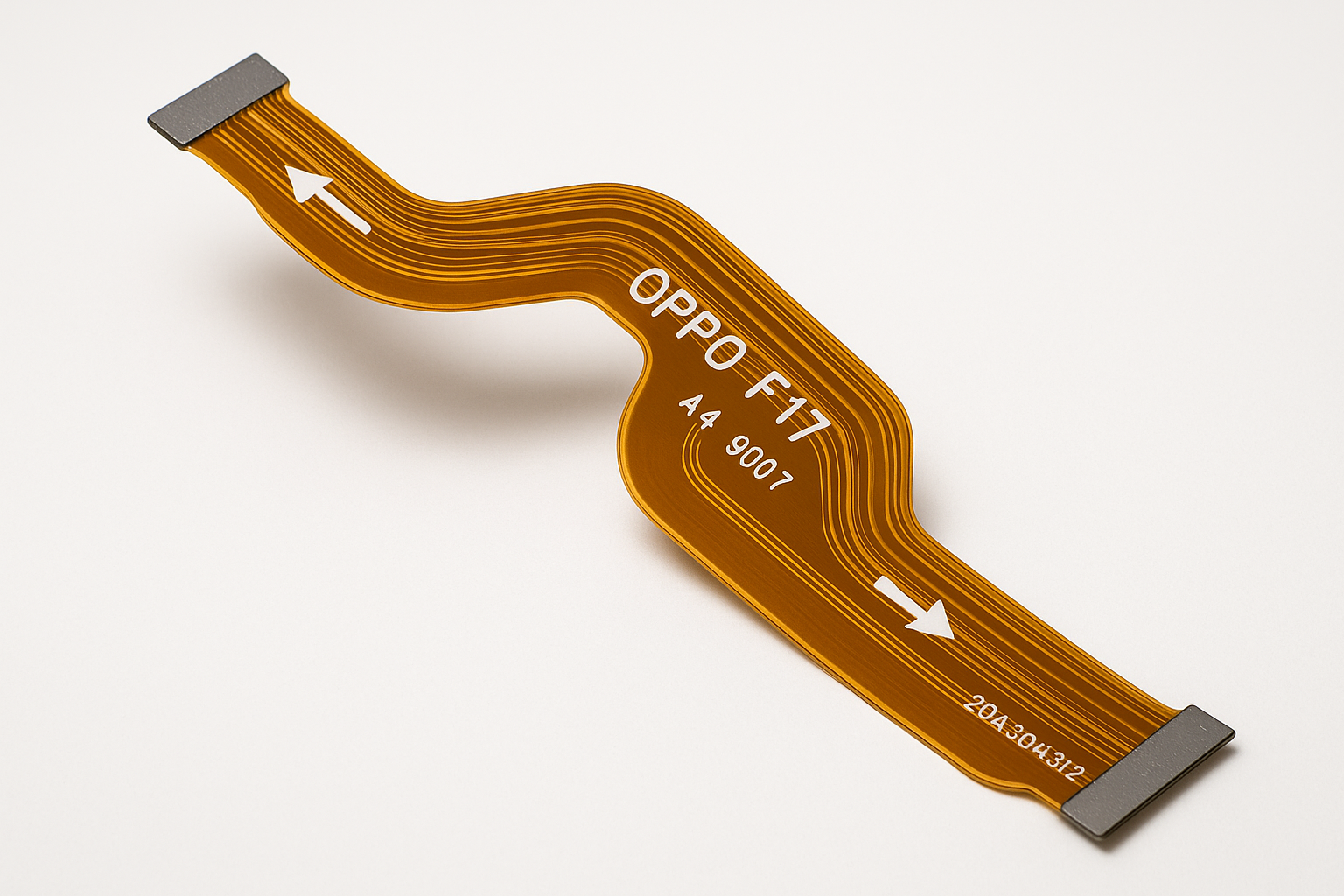 Angled view of Oppo F17 Main Flex Cable showing flexibility