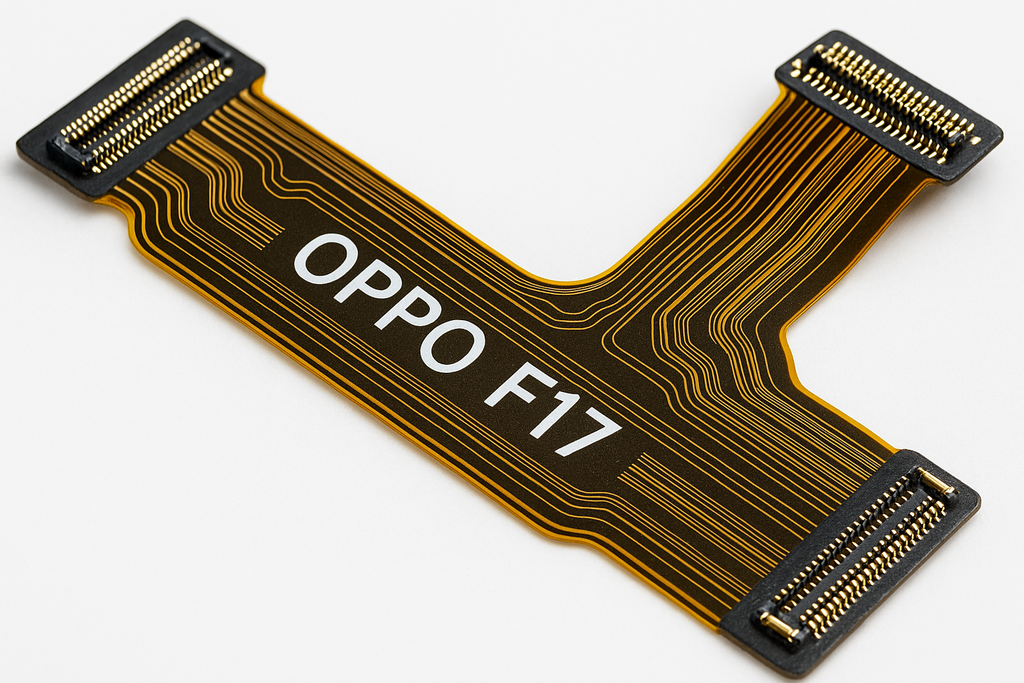 Close-up macro view of Oppo F17 Main Flex Cable connectors