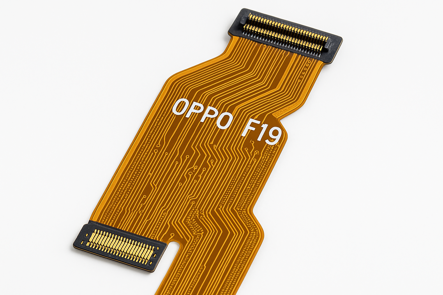 Close-up macro view of Oppo F19 Main Flex Cable connectors
